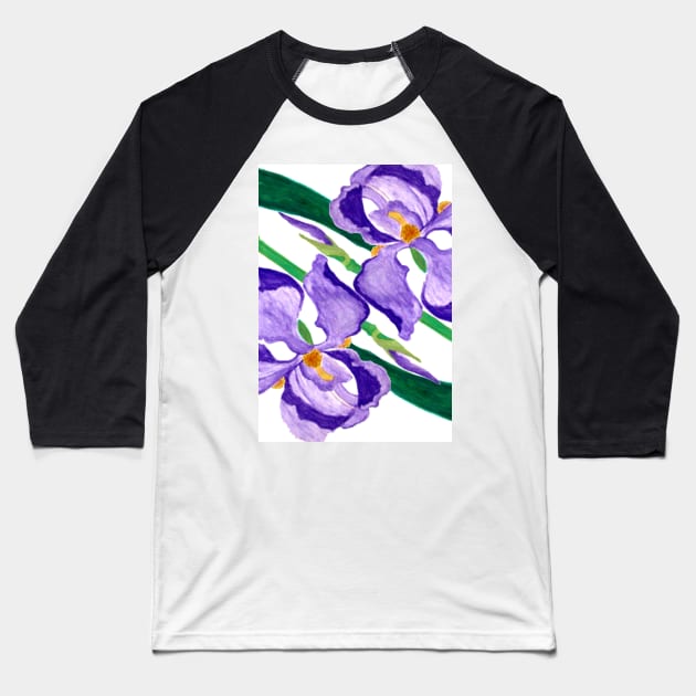 Diagonal Purple Iris Baseball T-Shirt by ArtByMark1